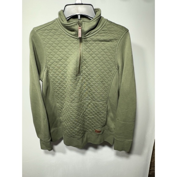 L.L. Bean Tops - LL Bean Sweatshirt Women's Small Olive Green Quarter Zip Quilted Hiking Outdoor